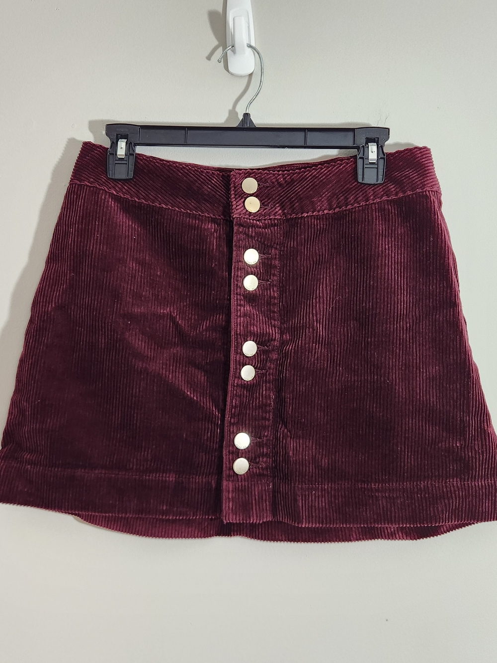 Abercrombie & Fitch Burgundy Corduroy Button Front Mini Skirt Wine Dark Red